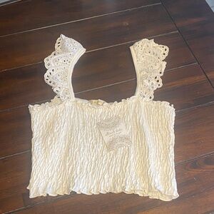 Altar'd State Cream Lace Strap Crop Top